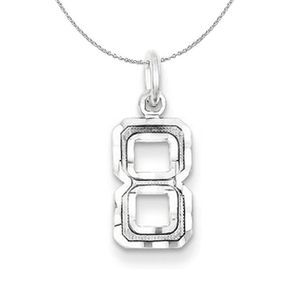 Silver, Varsity Collection, Small D/C Number 8 Necklace - 16 In